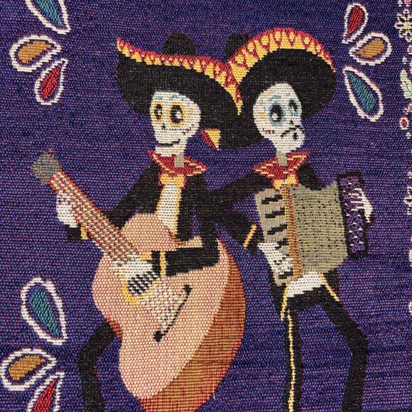 Dia De Los Muertos Day Of The Dead Wall Brocade Decor Hanging Art Skeletons NWT - Picture 3 of 5